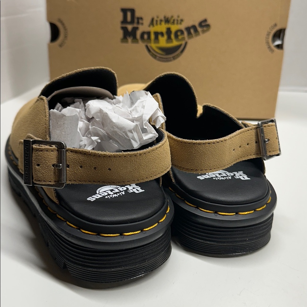 Doc Martens Zebzag Suede Platform Mules Shoes Savannah Tan NEW Women's Size 11 - Picture 5 of 12